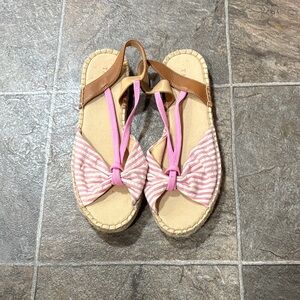 Talbots Pink and Brown Striped Sandals